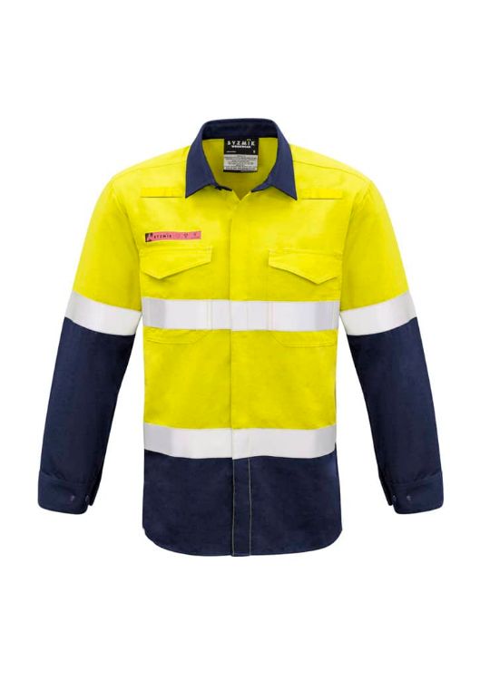 Picture of Mens Red Flame Hi Vis Shirt - Hoop Taped