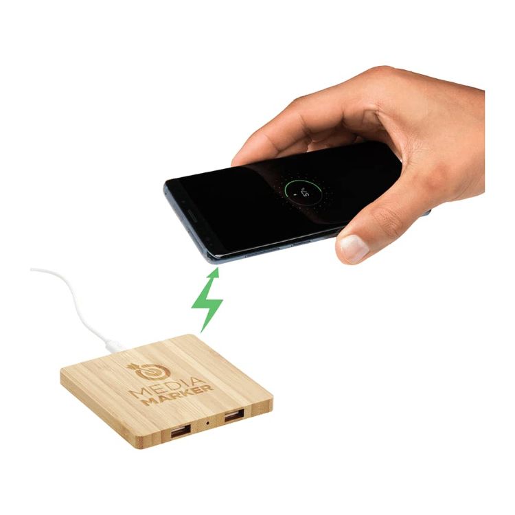 Picture of Bamboo Wireless Charging Pad w/ Dual Outputs