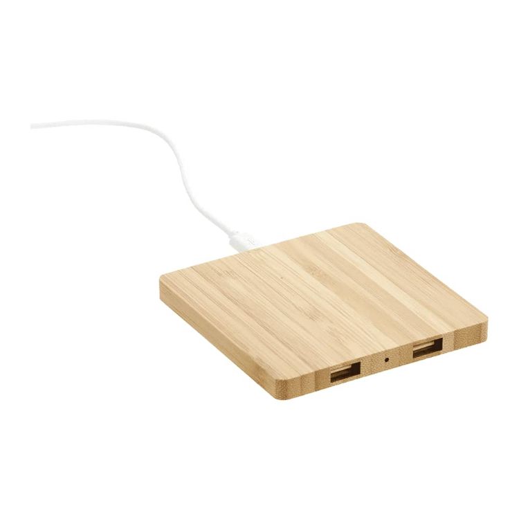 Picture of Bamboo Wireless Charging Pad w/ Dual Outputs