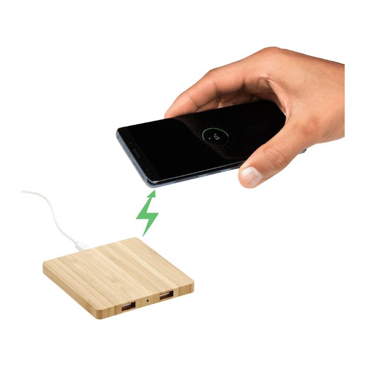 Picture of Bamboo Wireless Charging Pad w/ Dual Outputs