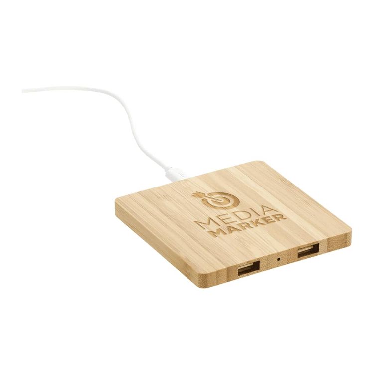 Picture of Bamboo Wireless Charging Pad w/ Dual Outputs