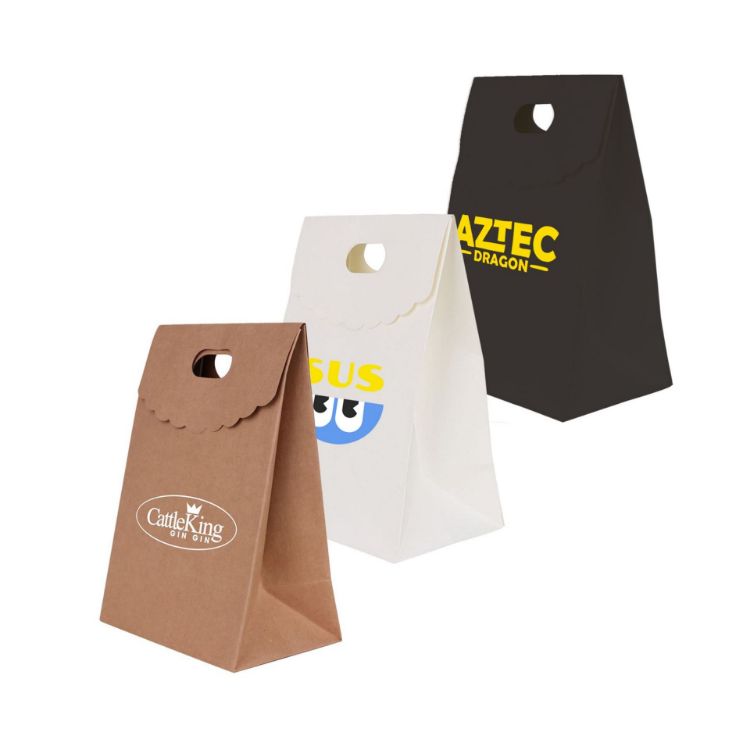 Picture of Die cut Handle Bag with Flap(150x220x100mm+80mm flap)