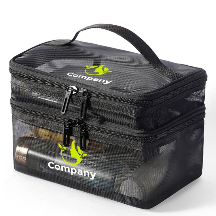 Picture of Nylon Mesh Sheer Double Layer Cosmetic Bag