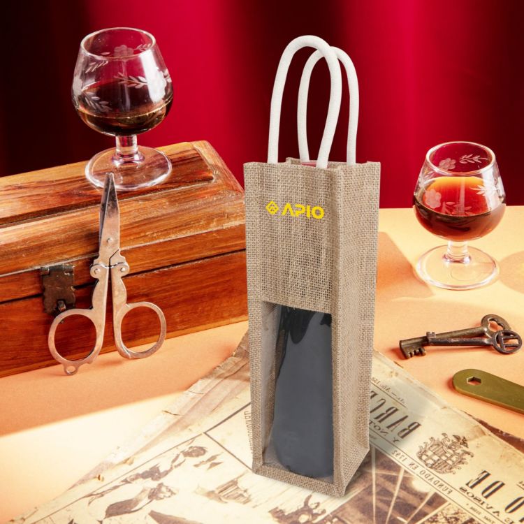 Picture of Jute Wine Carrier with Window