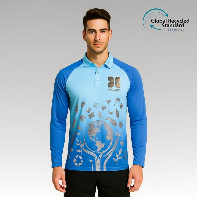 Picture of Unisex Adults RPET Milk Silk Sublimated Raglan Long Sleeves POLO