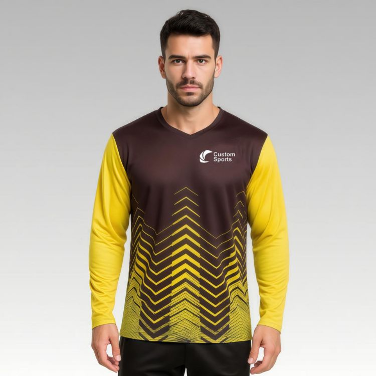 Picture of Unisex Adults 100% Polyester Micro Mesh Sublimated V-Neck Long Sleeves Shirt