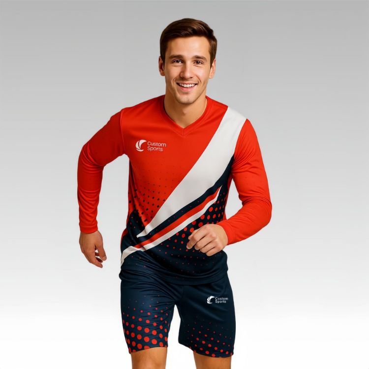 Picture of Unisex Adults 100% Polyester Micro Mesh V-Neck Long Sleeves Football Jersey