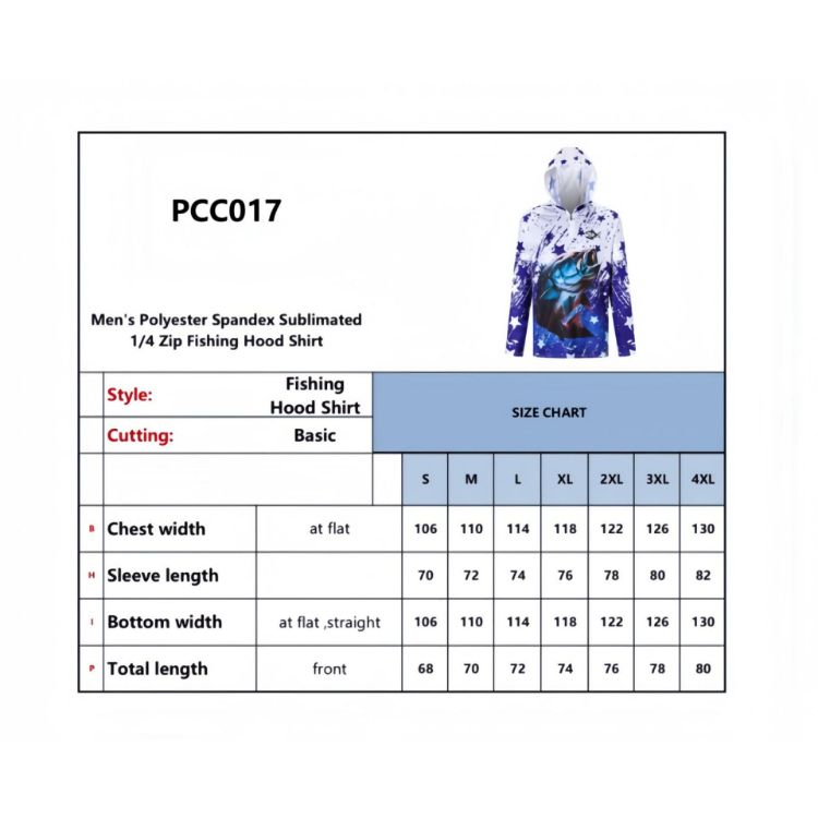 Picture of Men's Polyester Spandex Sublimated 1/4 Zip Fishing Hood Shirt