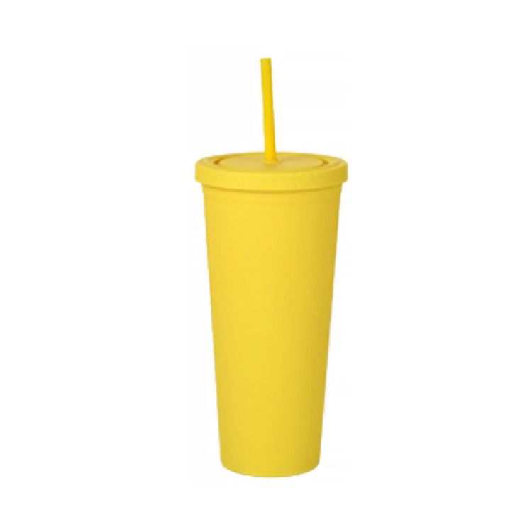 Picture of 24oz Matte Plastic Cups with Lids & Straws