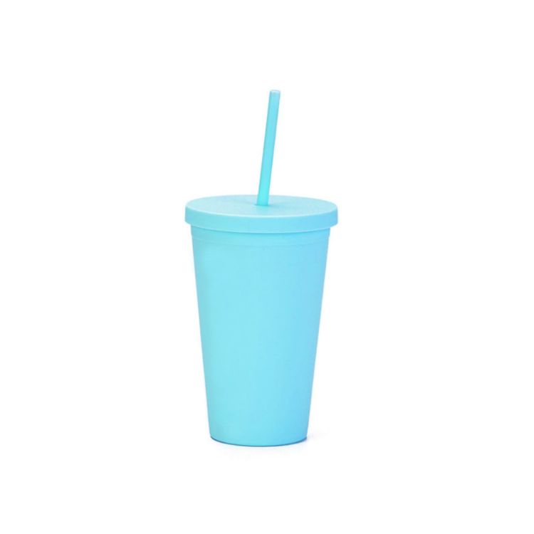 Picture of 16oz Matte Plastic Cups with Lids & Straws