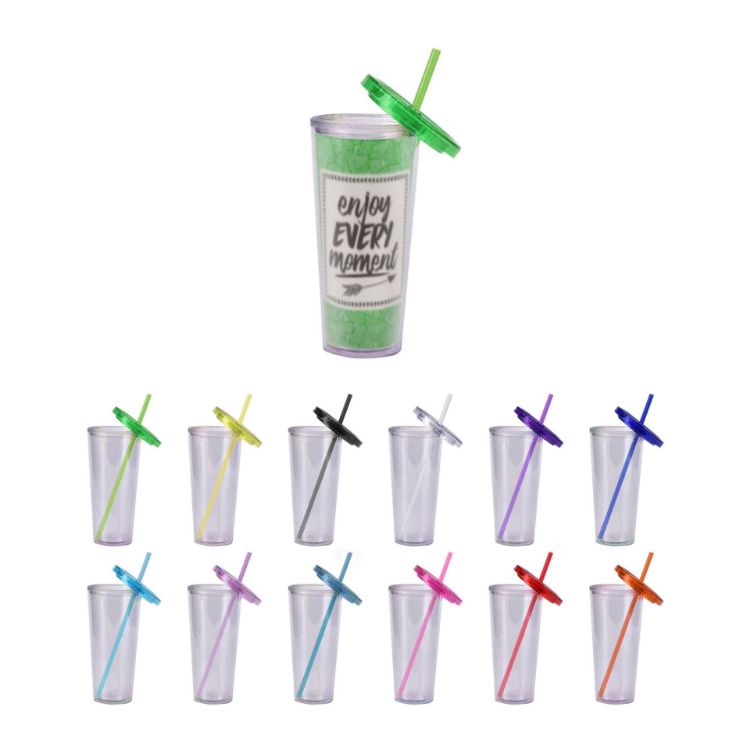 Picture of 24oz Plastic Cups with Lids & Straws