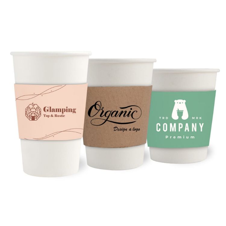 Picture of PLA Single Wall Compostable Paper Cups with Cup Sleeve