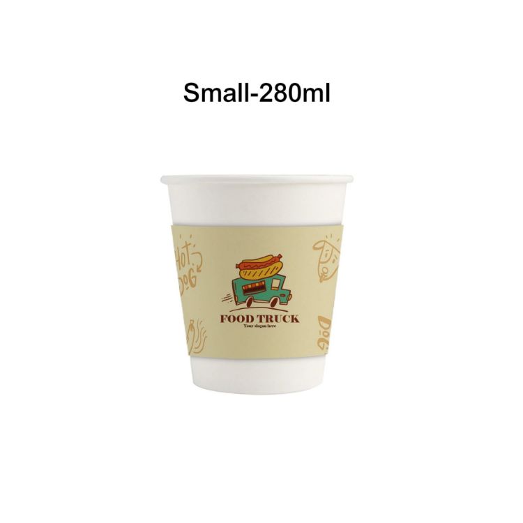 Picture of Home Compostable Aqueous Single Wall Paper Cups with Cup Sleeve