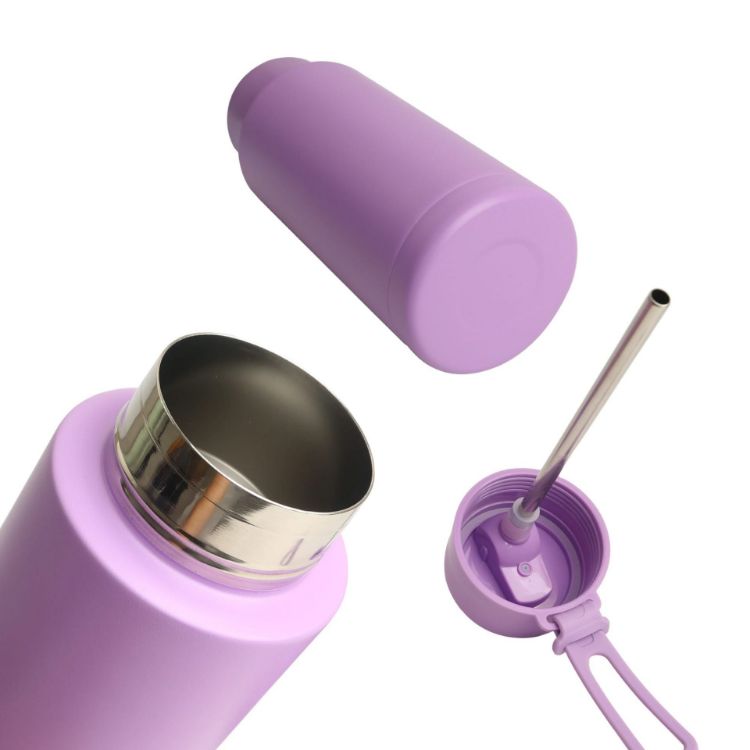 Picture of 1L Stainless Steel Bottle with Straw Lid