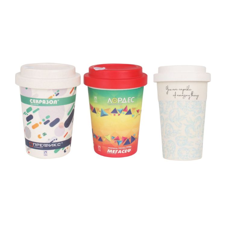 Picture of 350ml Reusable Bamboo Coffee Cup with Screw Lid