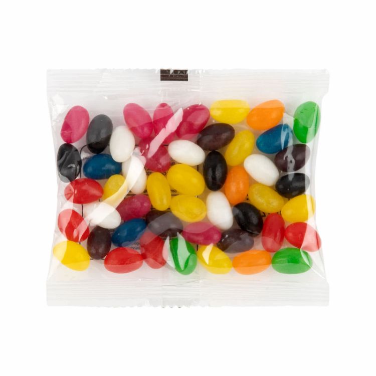 Picture of Assorted Colour Mini Jelly Beans in 50 Gram Cello Bag