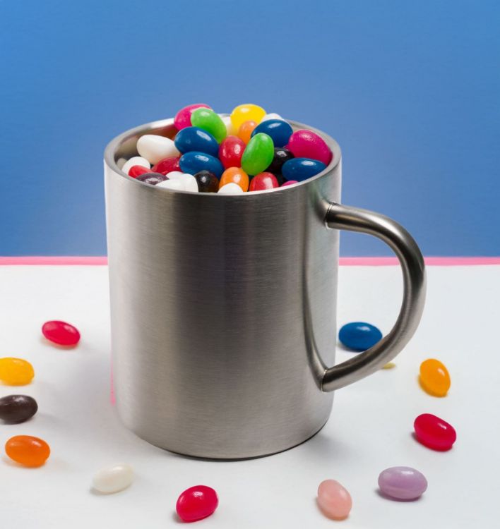 Picture of Assorted Colour Mini Jelly Beans in Java Mug