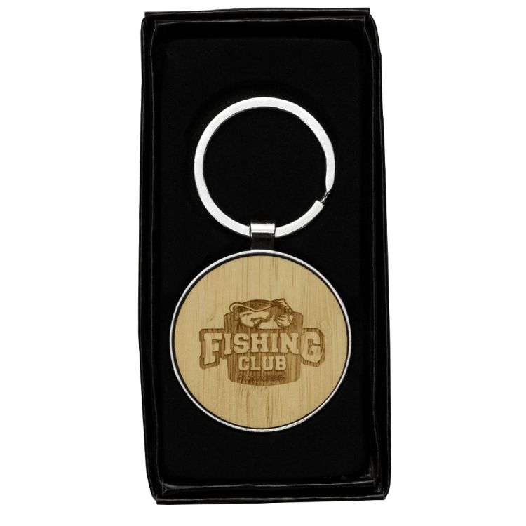 Picture of Circular Recycled Zinc Alloy Keyring w/ Bamboo