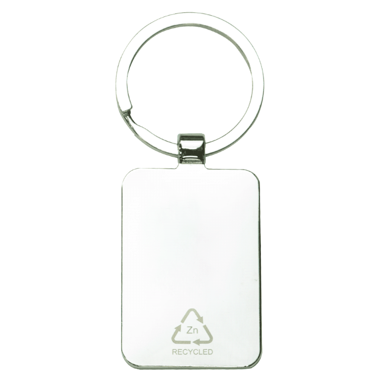 Picture of Rectangle Recycled Zinc Alloy Keyring w/ Bamboo