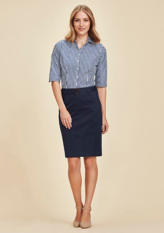 Picture of Womens Mid Waist Stretch Chino Skirt