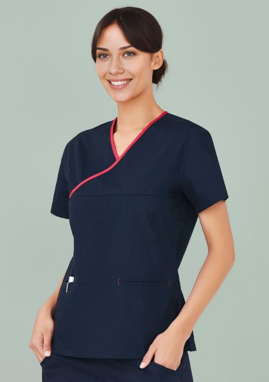 Picture of Classic Womens Contrast Crossover Scrub Top