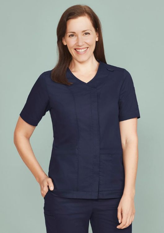 Picture of Womens Parks Zip Front Crossover Scrub Top