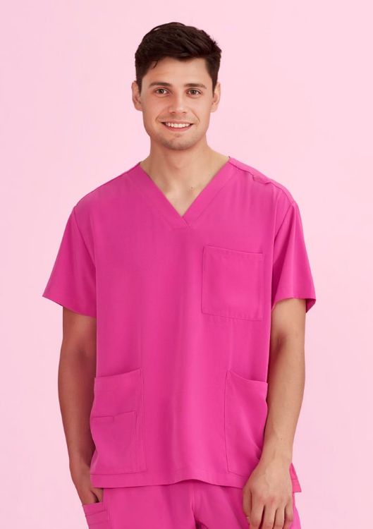 Picture of Unisex Pink V-Neck Scrub Top