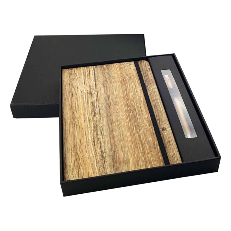 Picture of Wood Look Notebook and Pen Gift Set