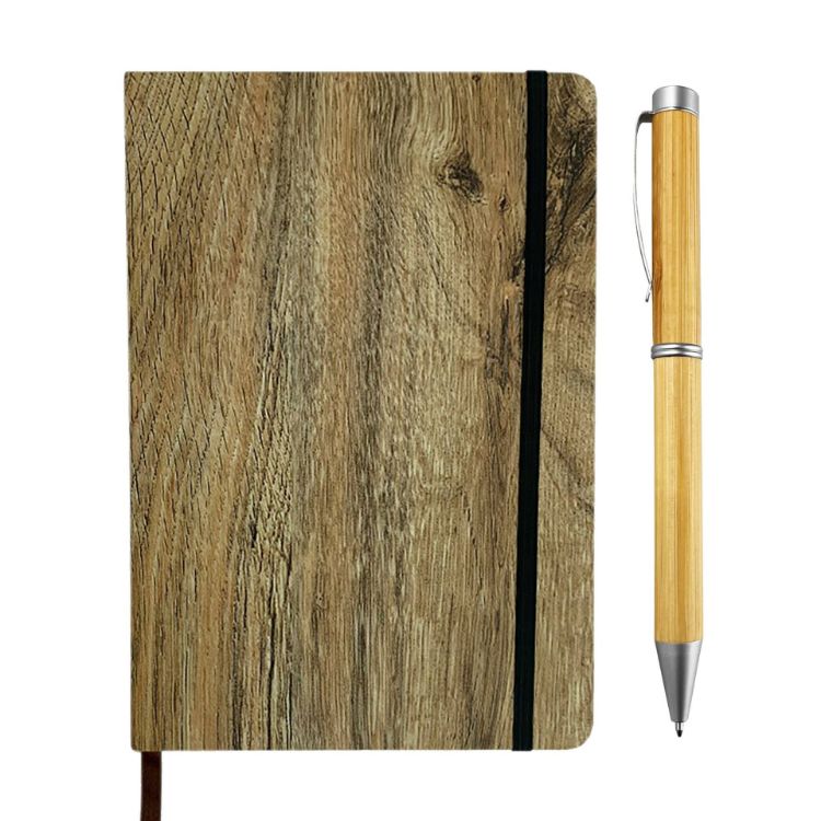 Picture of Wood Look Notebook and Pen Gift Set