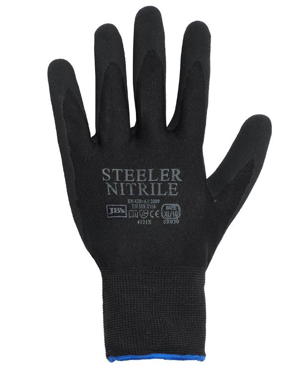 Picture of JB's Steeler Sandy Nitrile Glove (12 Pk) Black/Black