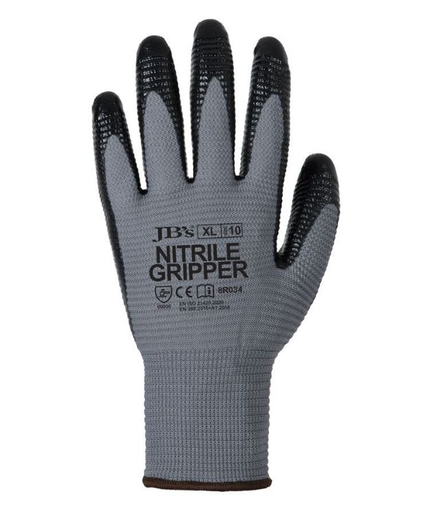 Picture of JB's Nitrile Gripper Glove (12 Pk) Grey/Black