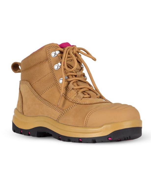 Picture of JB's Ladies Atrax Zip Safety Boot Wheat/Pink