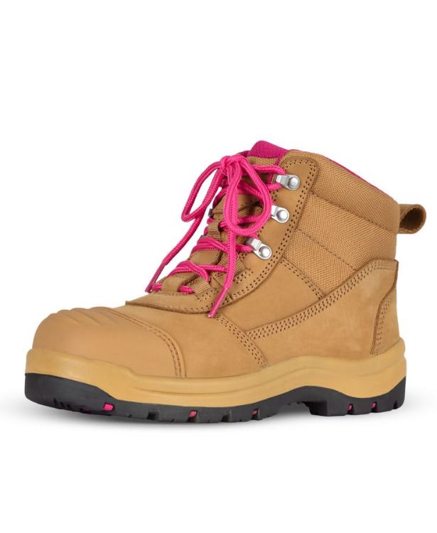 Picture of JB's Ladies Atrax Zip Safety Boot Wheat/Pink