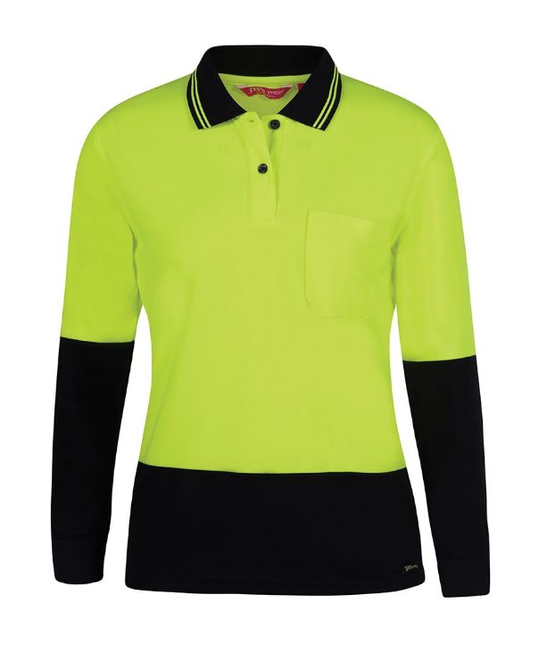 Picture of JB's Ladies Hv L/S Comfort Polo Lime/Navy