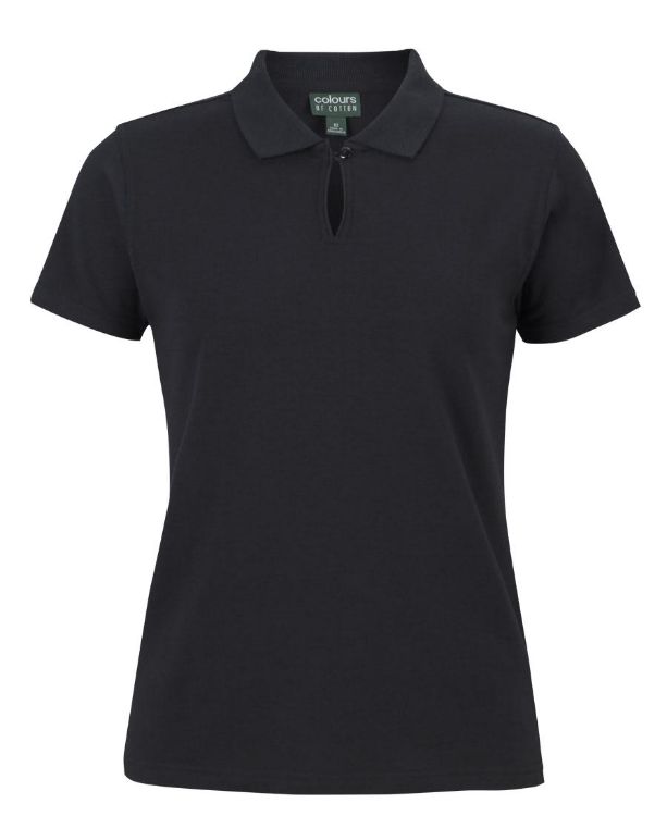 Picture of C of C Ladies Cotton S/S Stretch Polo Black