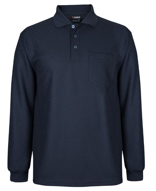 Picture of Podium L/S Waffle Pocket Polo