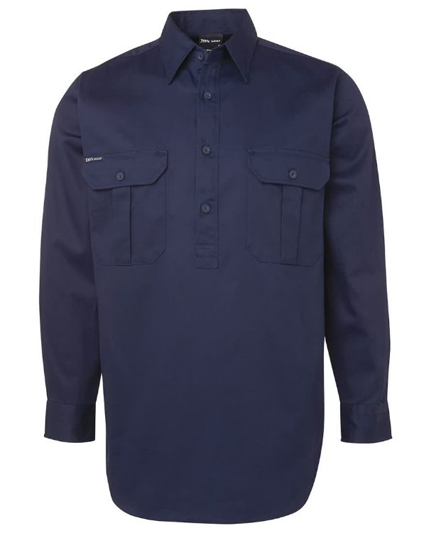 Picture of JB's Close Front L/S Work Shirt Navy