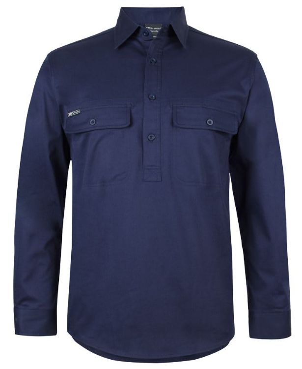 Picture of JB's L/S 150 G Stretch Close Front Work Shirt Navy
