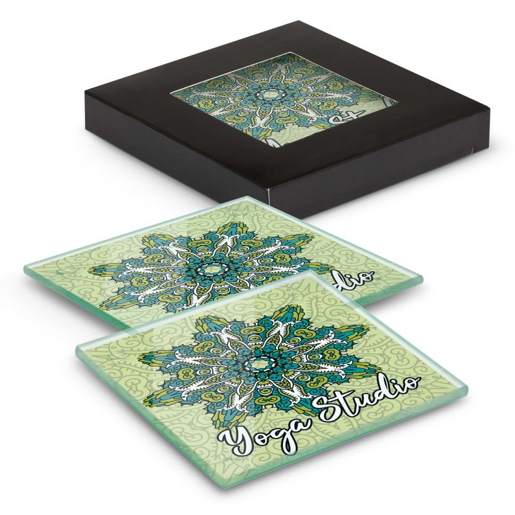 Picture of Venice Glass Coaster - Set of 2 - Square - Full Colour