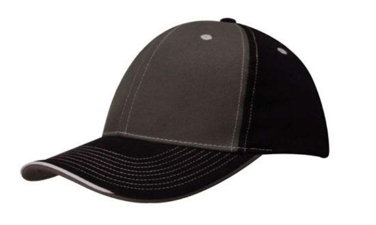 Picture of Brushed Heavy Cotton Two Tone Cap with Contrasting Stitching and Open Lip Sandwich