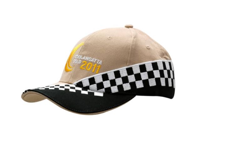 Picture of Brushed Heavy Cotton Cap with Sandwich Trim & Check Embroidery on Crown & Peak
