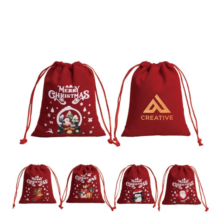 Picture of Christmas Drawstring Gift Bags