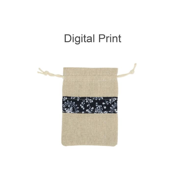 Picture of Cotton Linen Patchwork Drawstring Bags