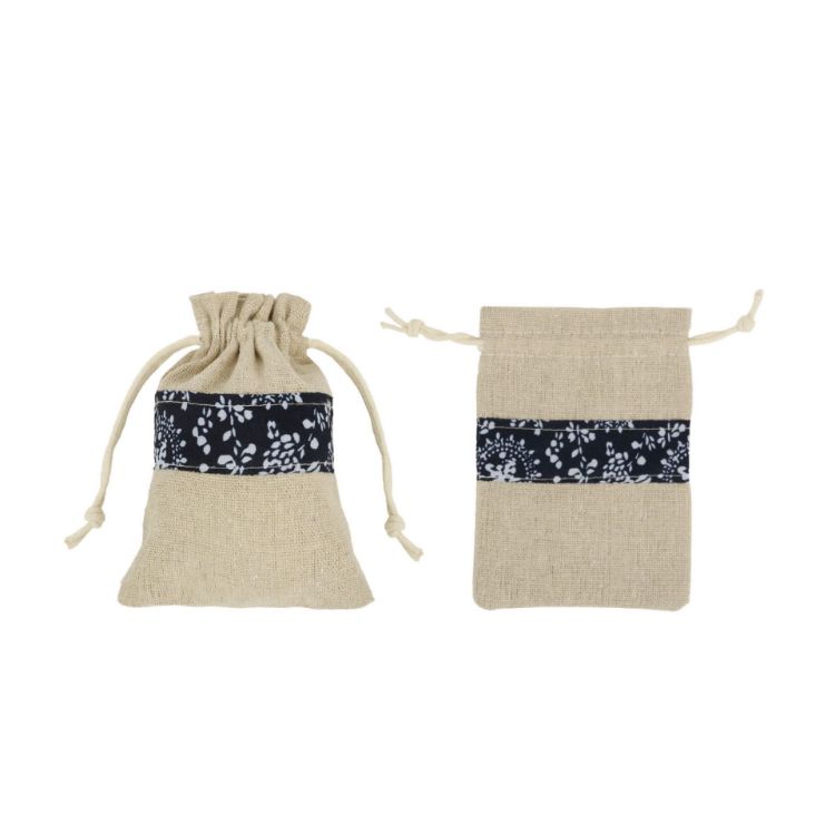 Picture of Cotton Linen Patchwork Drawstring Bags