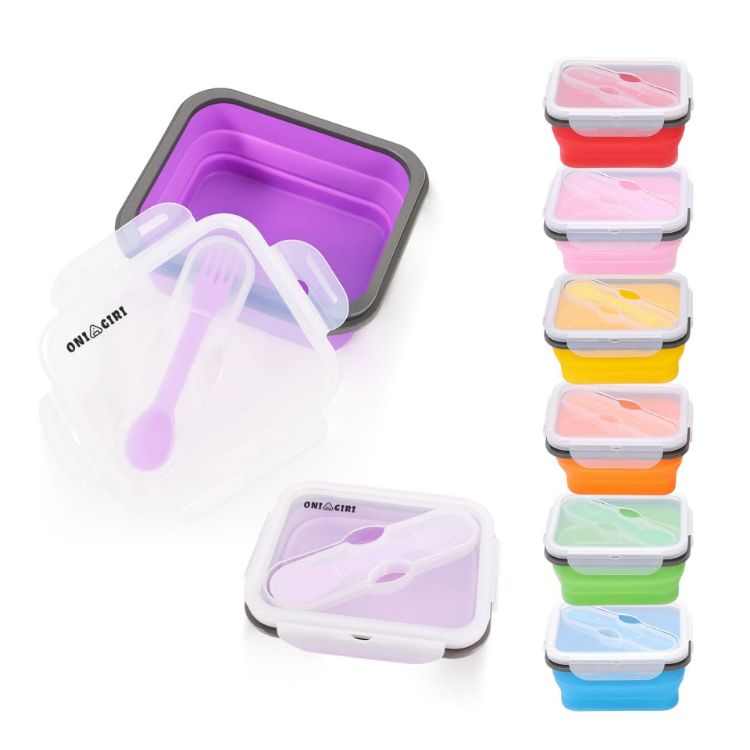 Picture of Silicone Food Storage Container with Fork Spoon