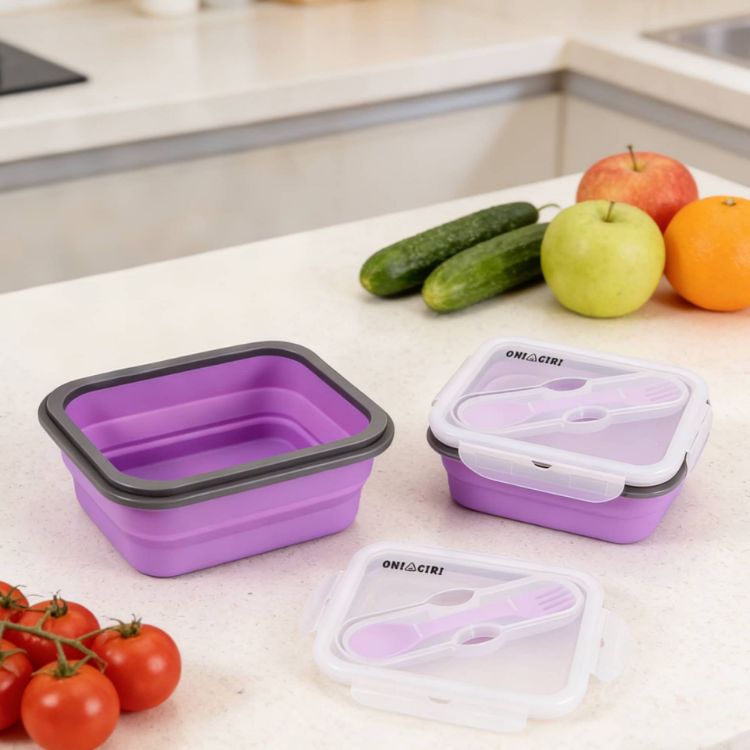 Picture of Silicone Food Storage Container with Fork Spoon