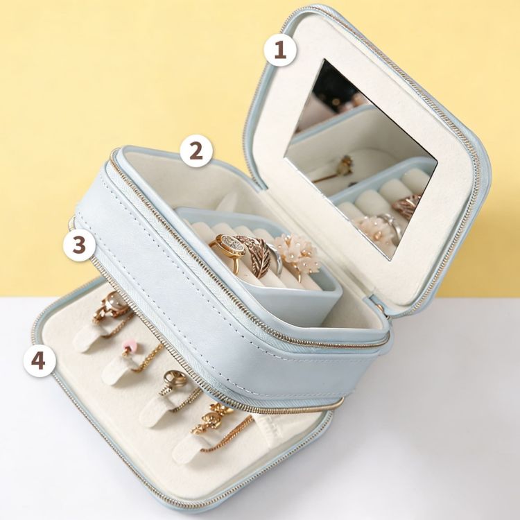 Picture of Fashion PU Leather Jewellery Case with Mirror