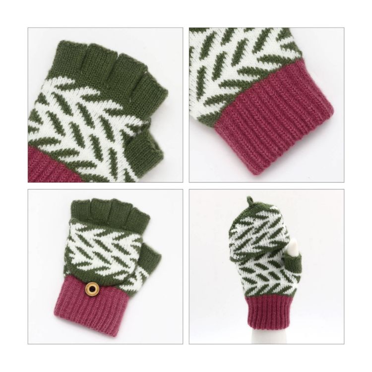 Picture of Kids Jacquard Fingerless Gloves with Flip Cover