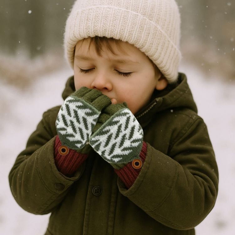 Picture of Kids Jacquard Fingerless Gloves with Flip Cover