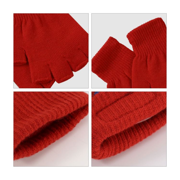 Picture of Adults Plain Knitted Fingerless Gloves with Woven Label